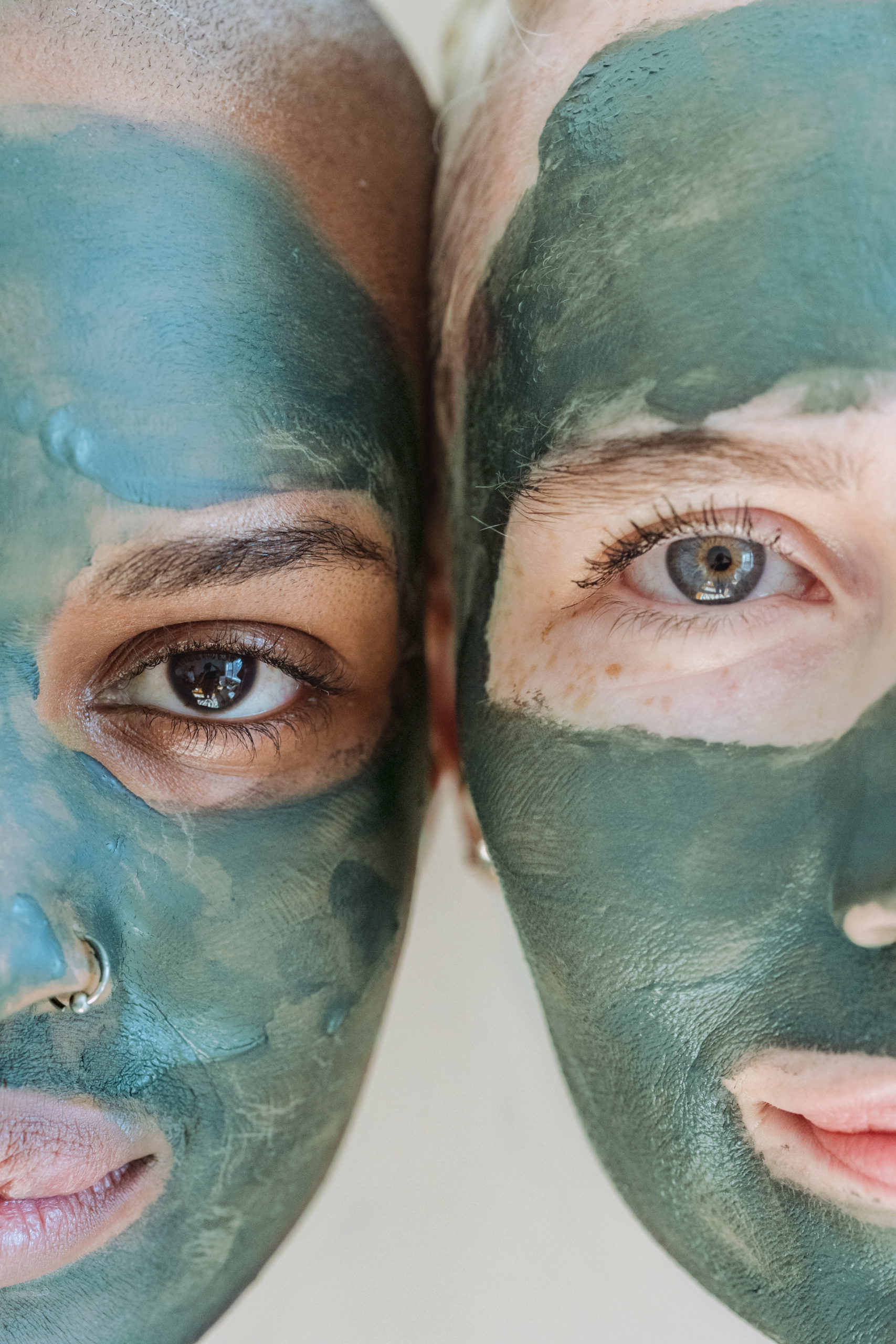 Couple with Green Clay applied on face